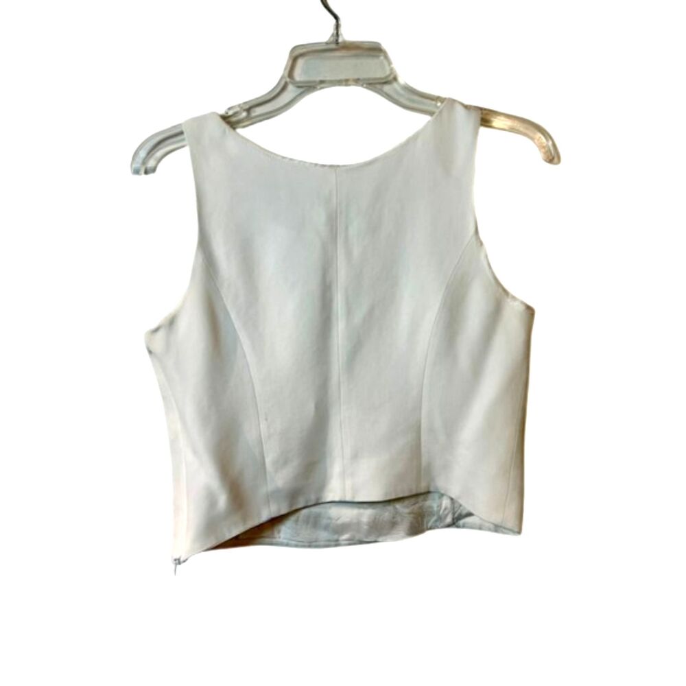 Moschino Cheap and Chic Crop Tank Top Ivory Sleeveless Shell USA 12 Vintage - Picture 2 of 6